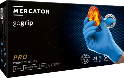 Rękawice nitrylowe bezpudrowe MERCATOR GOGRIP BLUE (50szt.)
