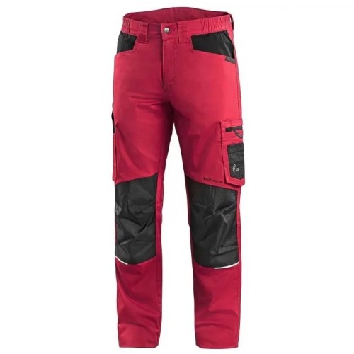 Spodnie robocze do pasa CXS SOLIS FLEX czerwony-czarny