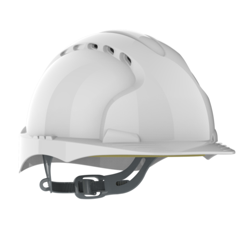 Hełm ochronny EVO2 ONETOUCH - pasek przesuwny - wentylowany - biały