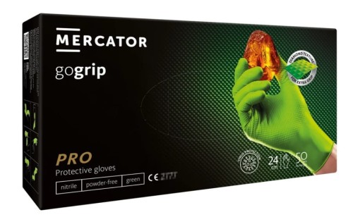 Rękawice nitrylowe bezpudrowe MERCATOR GOGRIP GREEN (50szt.)