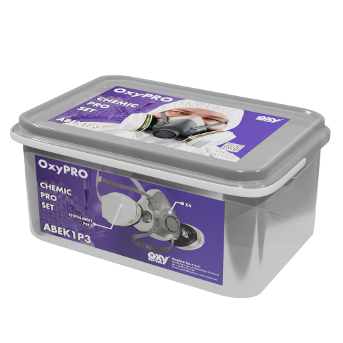Zestaw OxyPro Chemic Pro (półmaska + filtropochłaniacze) do prac przy zagrożeniach chemicznych