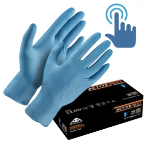 Rękawice nitrylowe bezproszkowe Active Gear DEXT D3750 (100szt.) niebieskie