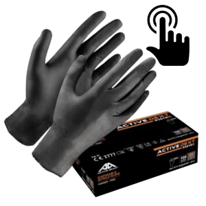 Rękawice nitrylowe bezproszkowe Active Gear DEXT D3620 (100szt.)  czarne