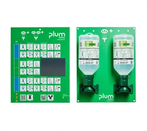 Zestaw do płukania oka i ran Plum 0,9% NaCl - 2×500 ml (otwarta stacja naścienna)
