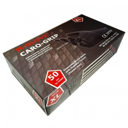 Rękawice nitrylowe M-GLOVE CARO-GRIP BLACK (50 szt.)